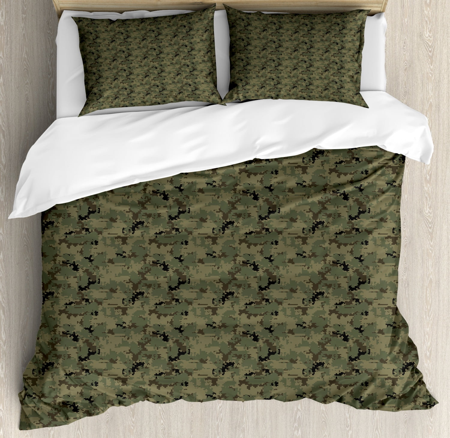 Camouflage Duvet Cover Set King Size, Digital Pixel Design Repeating ...
