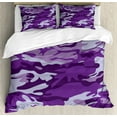 thumbnail image 1 of Camouflage Duvet Cover Set Queen Size, Vibrant Color Abstract Style Splashes Design Pattern Hunting Hobby Print, Decorative 3 Piece Bedding Set with 2 Pillow Shams, Purple Pale Grey, by Ambesonne, 1 of 3