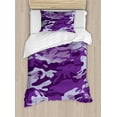 thumbnail image 1 of Camouflage Duvet Cover Set Twin Size, Vibrant Color Abstract Style Splashes Design Pattern Hunting Hobby Print, Decorative 2 Piece Bedding Set with 1 Pillow Sham, Purple Pale Grey, by Ambesonne, 1 of 3