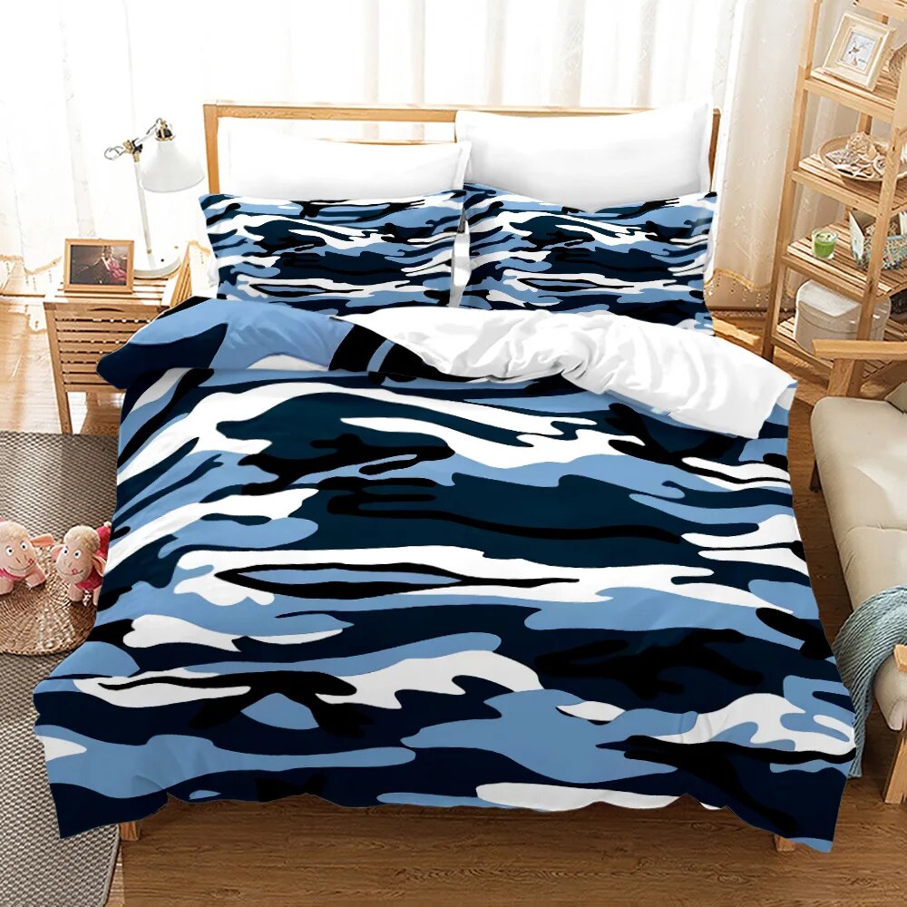 Camouflage Duvet Cover Set Vibrant Camouflage Lattice Like Service