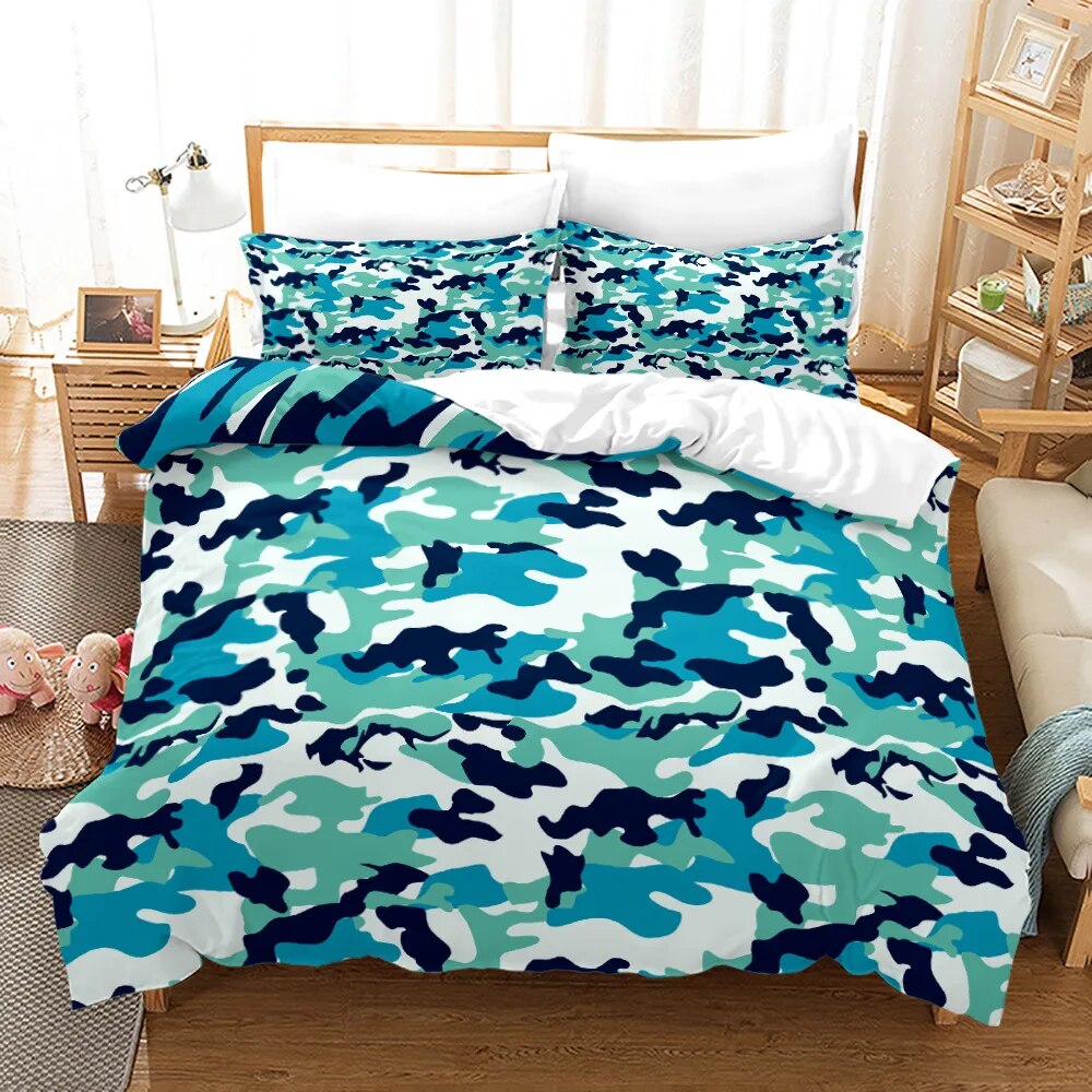 Camouflage Duvet Cover Set Vibrant Camouflage Lattice Like Service