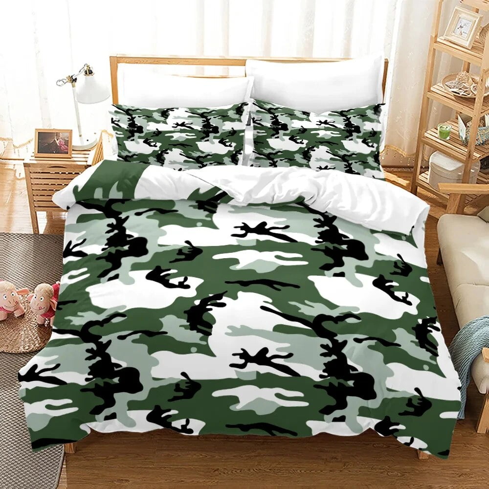 Camouflage Duvet Cover Set Vibrant Camouflage Lattice Like Service