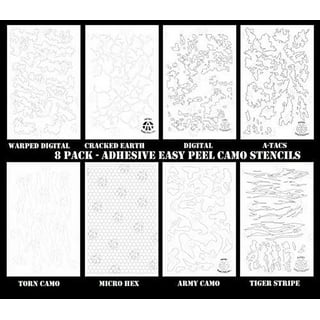 8Pack! Spray Paint Camouflage Stencils 10 Mil DIY Camo Templates 14 (8  Designs) 