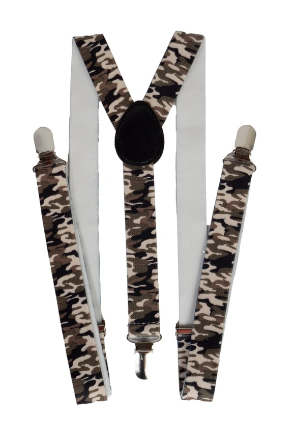 Camouflage Elastic Clip-On Suspenders