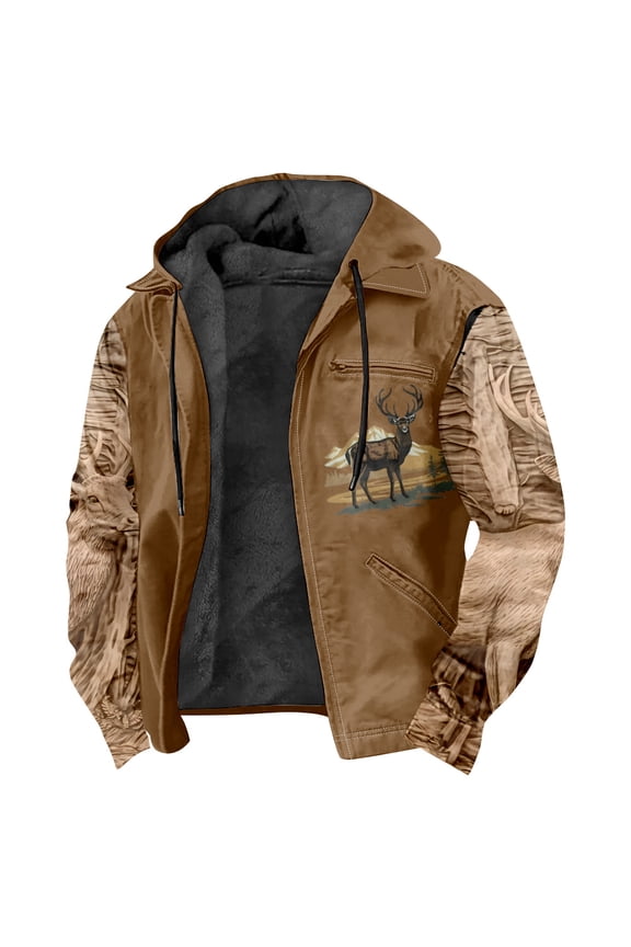 Camouflage Elk Hunting Deer Merch Jacket Parkas Long Sleeve Zipper Hoodies Women Men Outdoor Winter Coat