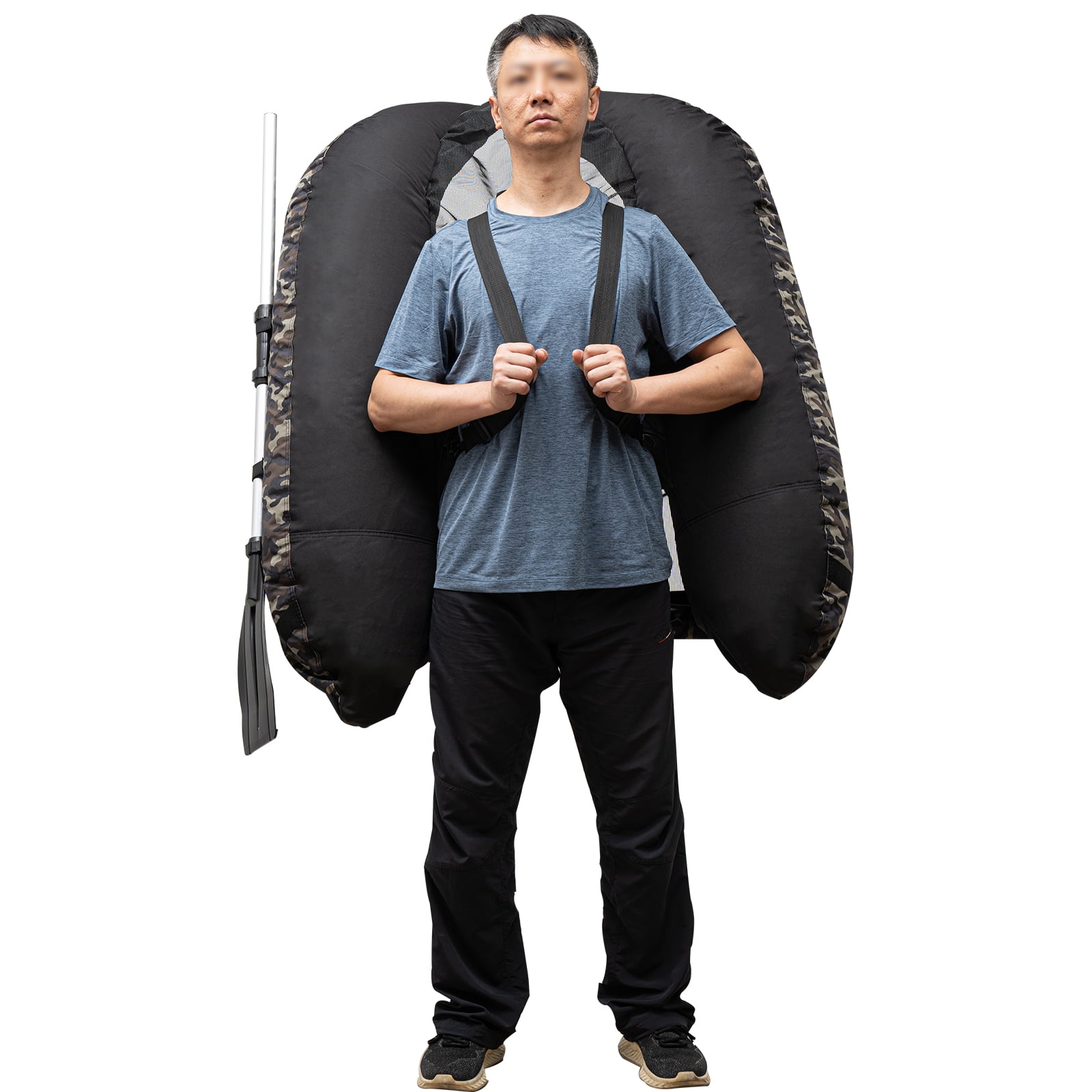 Camouflage Fishing Boat, Outdoor Fishing Boat, Inflatable Fishing Boat Oxford Cloth 53.5*41.3*21in Backrest Adjustable Angle: 90-180°