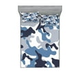 thumbnail image 1 of Camouflage Fitted Sheet & Pillow Sham Set, Illustration Abstract Soft Colors Pattern Surreal Shapes Design Art, Decorative 6 Piece Bedding Decor Set, Calking, Slate Blue Indigo Grey, by Ambesonne, 1 of 3