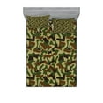 thumbnail image 1 of Camouflage Fitted Sheet & Pillow Sham Set, Squad Uniform Design with Vivid Color Scheme Hunting Camouflage Pattern, Decorative 6 Piece Bedding Decor Set, Calking, Green Brown Khaki, by Ambesonne, 1 of 3