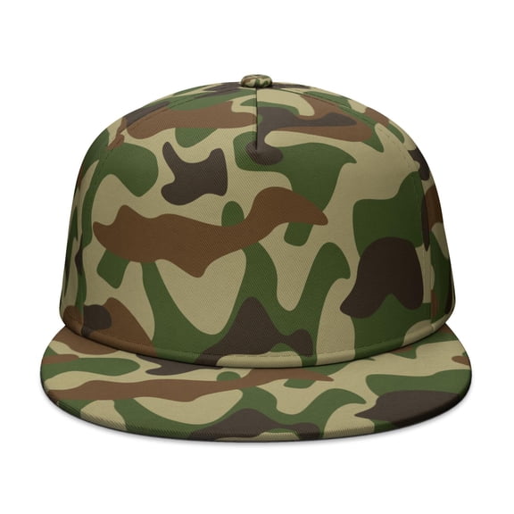 Camouflage Flat Baseball Cap – Adjustable Snapback Hat with Flat Bill, Breathable and Durable, Personalized Design for Sports, Travel & Daily Wear