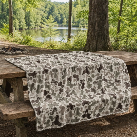Camouflage Fleece Blanket 280GSM – Soft Lightweight Camo Print for Sofa, Camping & Travel | 4 Sizes