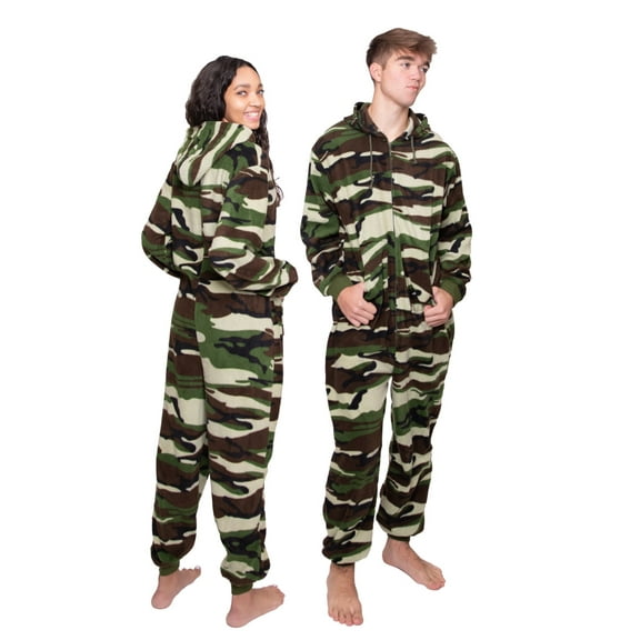 Camouflage Fleece Hoodie Onesie Pajama Jumpsuit for Men & Women