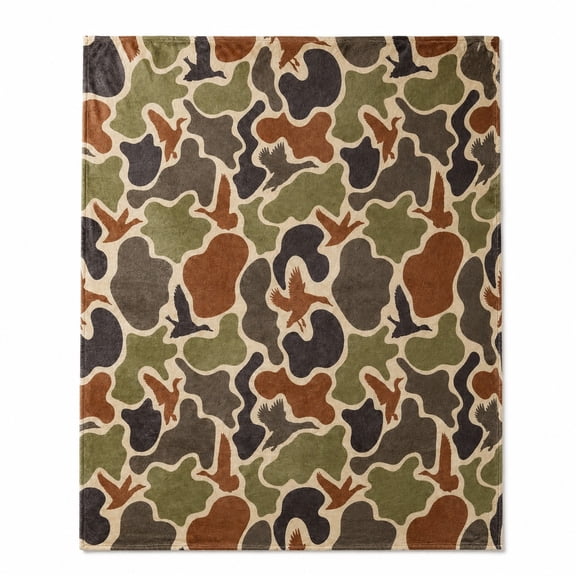 Camouflage Fleece Throw Blanket, Soft 280 GSM Polyester Blanket