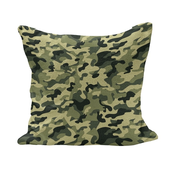 Camouflage Fluffy Throw Pillow Cushion Cover, Clothing Motif Pale Toned Color Splashes Abstract Patterned Illustration, Decorative Square Accent Pillow Case, 24" x 24", Green Yellow, by Ambesonne