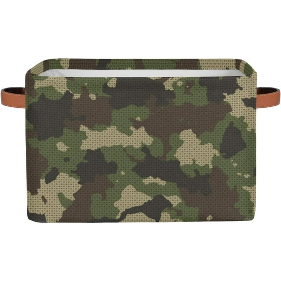 Camouflage Foldable Storage Basket, Large Collapsible Organizer Storage Bin Cube Toys Storage Boxes with Handles for Bathroom Nursery Closet Storage