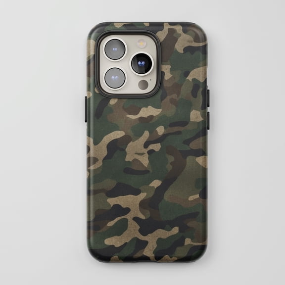 Camouflage For All iPhone Series Tough Phone Case Military Green