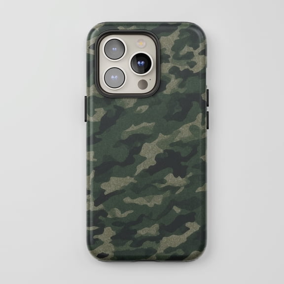 Camouflage For All iPhone Series Tough Phone Case Military Green