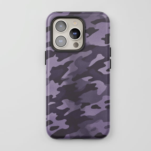 Camouflage For All iPhone Series Tough Phone Case Military Purple Black