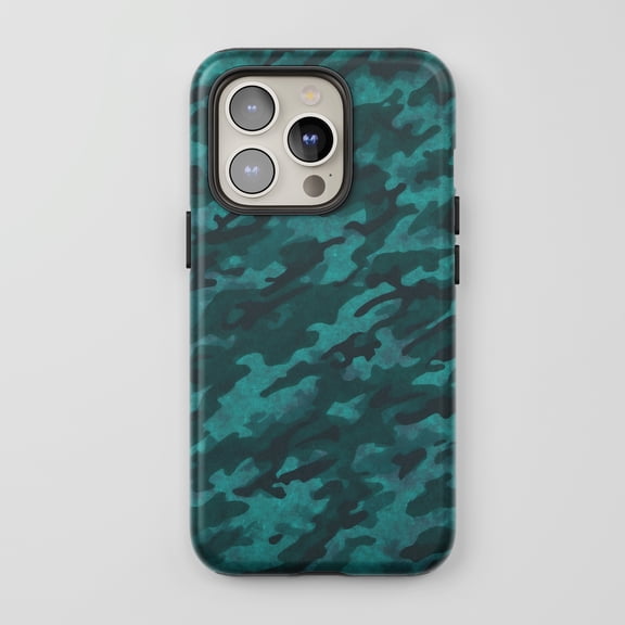 Camouflage For All iPhone Series Tough Phone Case Military Teal