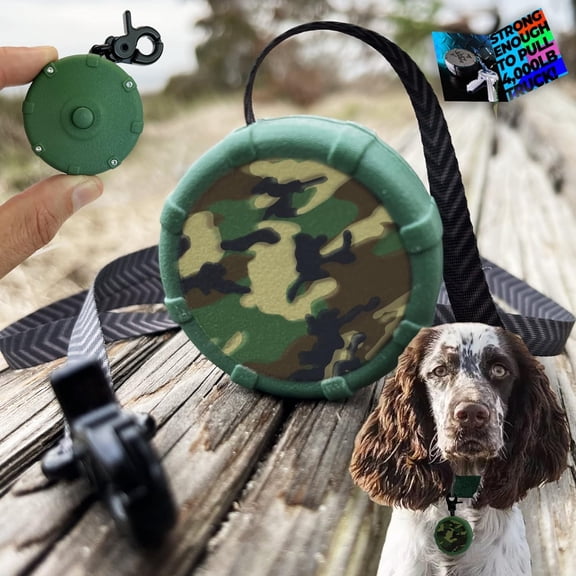 Camouflage + Free Bonus Leash! Wearable Mini Adjustable Dog Leash for Hiking, Training & Adventure. 36" Powerful Lightweight, Retractable Keychain Clip. Durable & Comfort Grip for Off Leash Walking.