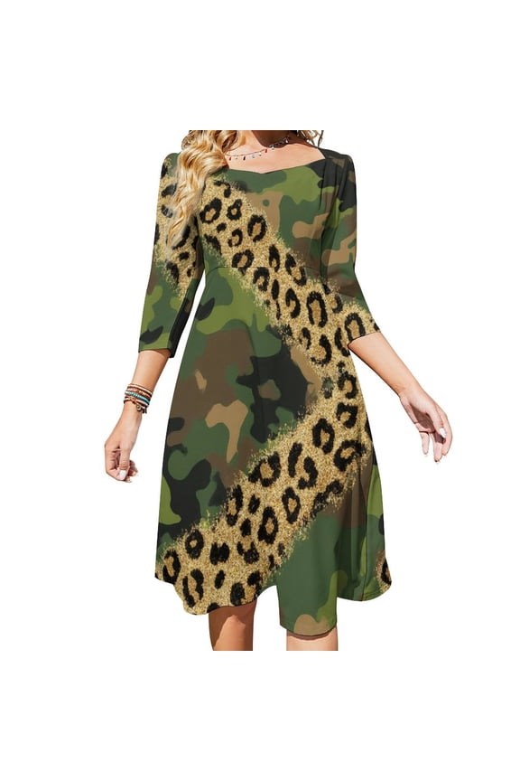 Camouflage Glitter Leopard Print Dress Summer Dresses Woman Street Style Big Size Casual Dress