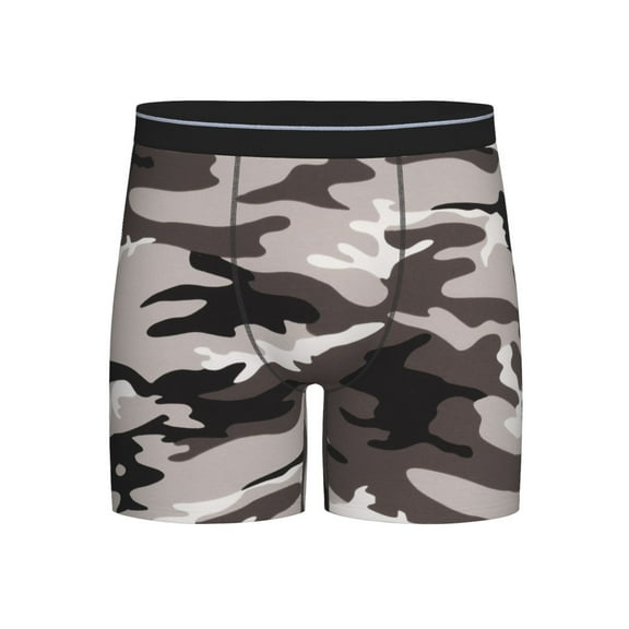 Camouflage Gray Boxer Briefs Novelty Underwear With Fly Underwear For Men