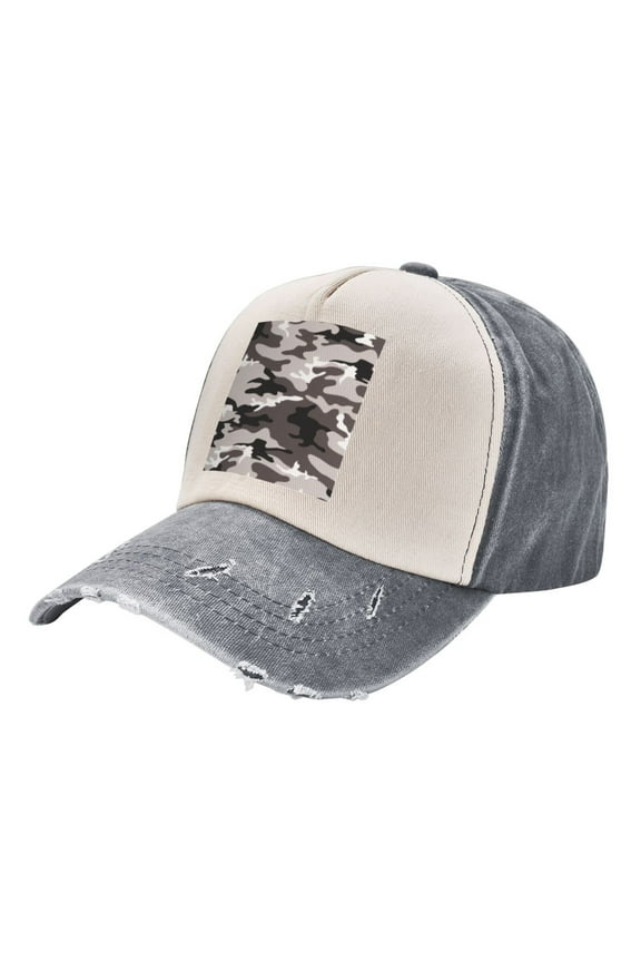 Camouflage Gray Distressed Baseball Cap Dad Hats for Men Women Vintage Trucker Hat Low Profile Ball Caps