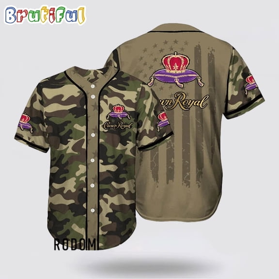 Camouflage Green Brown Crown Royal Baseball Jersey - Hot Sale 2026