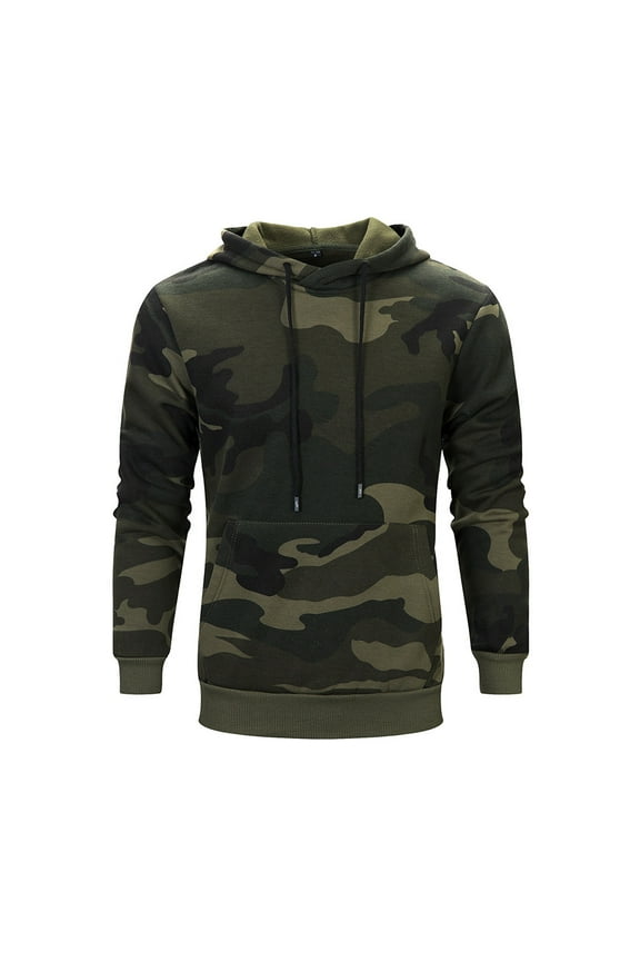 Camouflage Hoodies for Men Long Sleeve Hooded Pullover Sweatshirt Winter Military Combat Hiking Performance Camo Sweatshirt Size-M