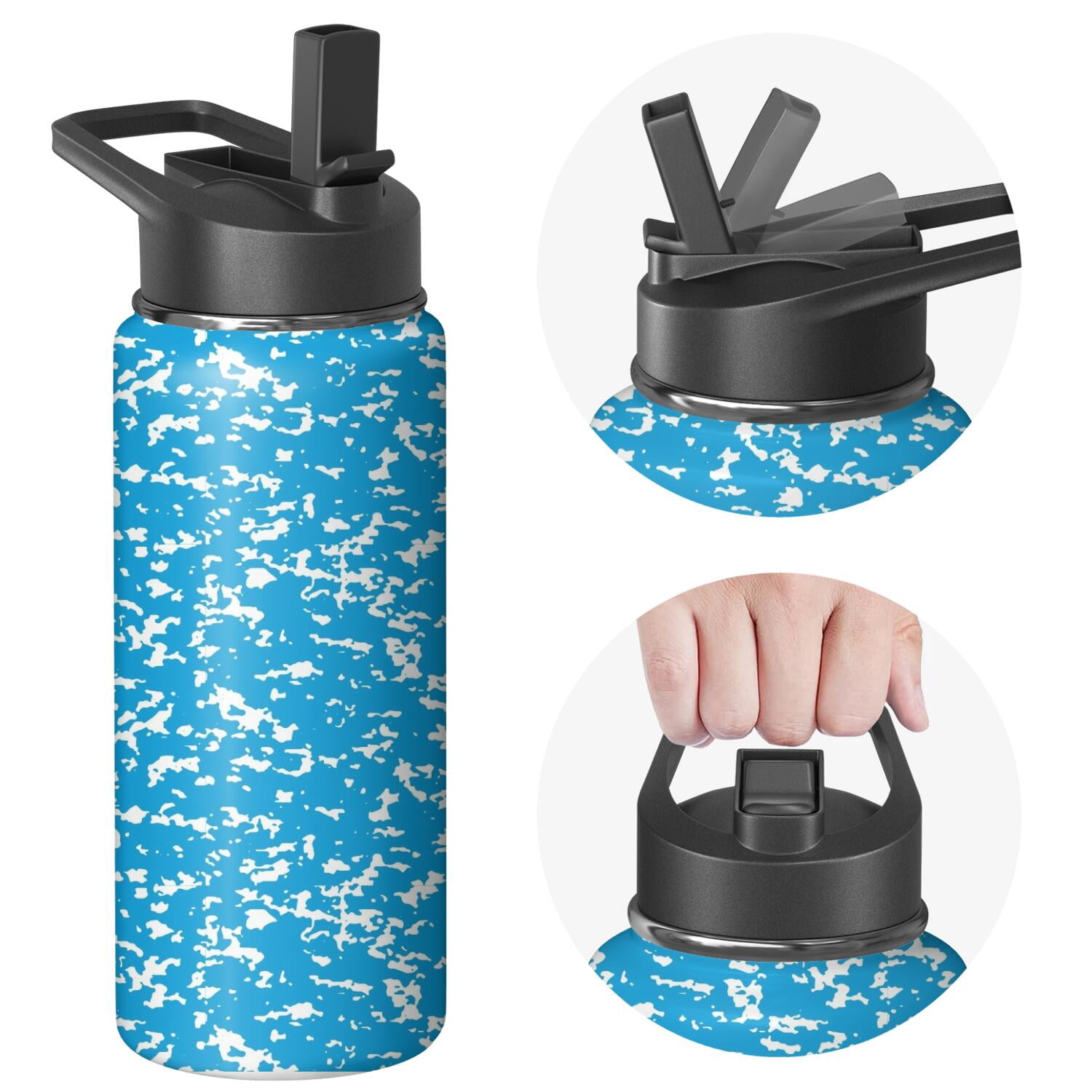 Camouflage Insulated Stainless Steel Water Bottle with Straw & Cleaning Brush – 18/32/40 Oz | Leakproof, BPA-Free, 304 Stainless Steel, Wide Mouth, Travel Mug for Car, Gym, Office
