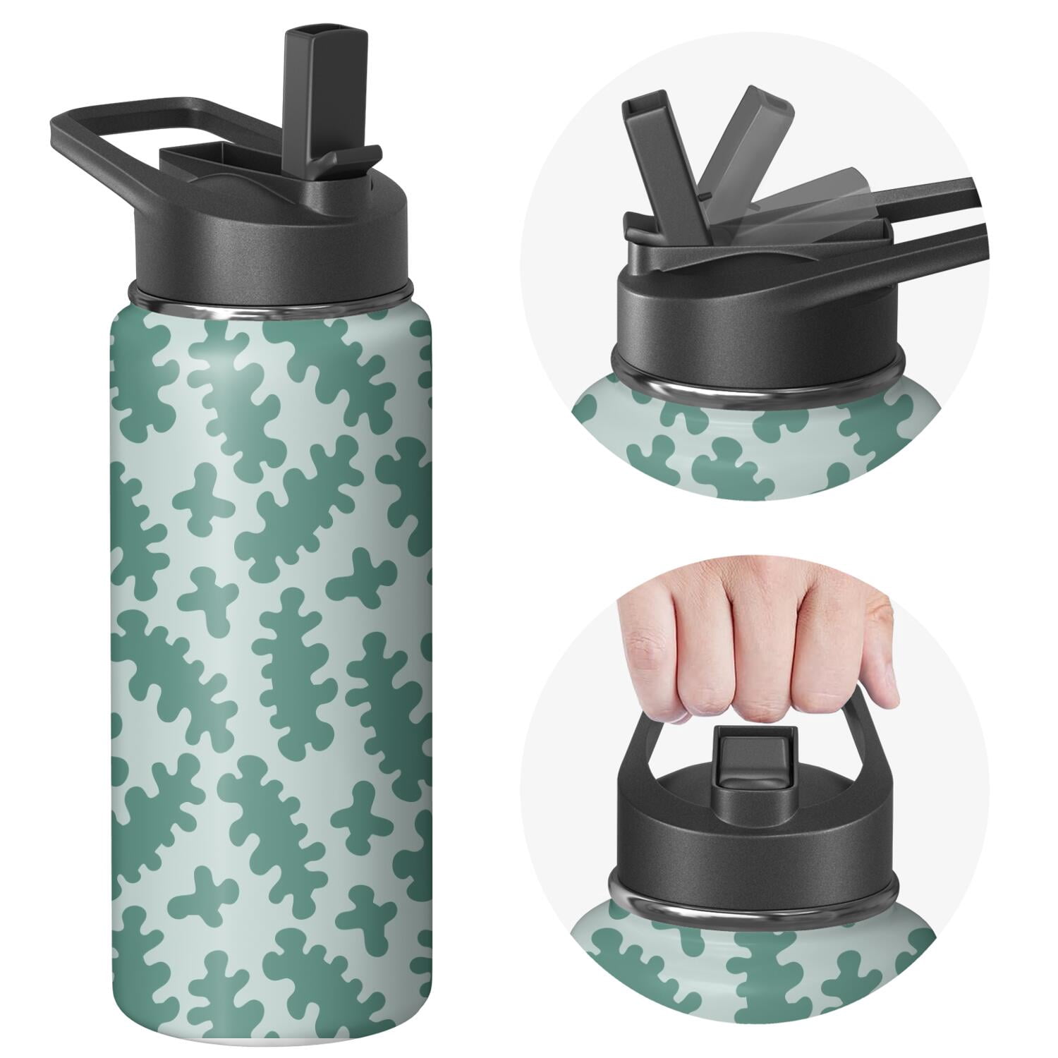 Camouflage Insulated Stainless Steel Water Bottle with Straw & Cleaning Brush – 18/32/40 Oz | Leakproof, BPA-Free, 304 Stainless Steel, Wide Mouth, Travel Mug for Car, Gym, Office