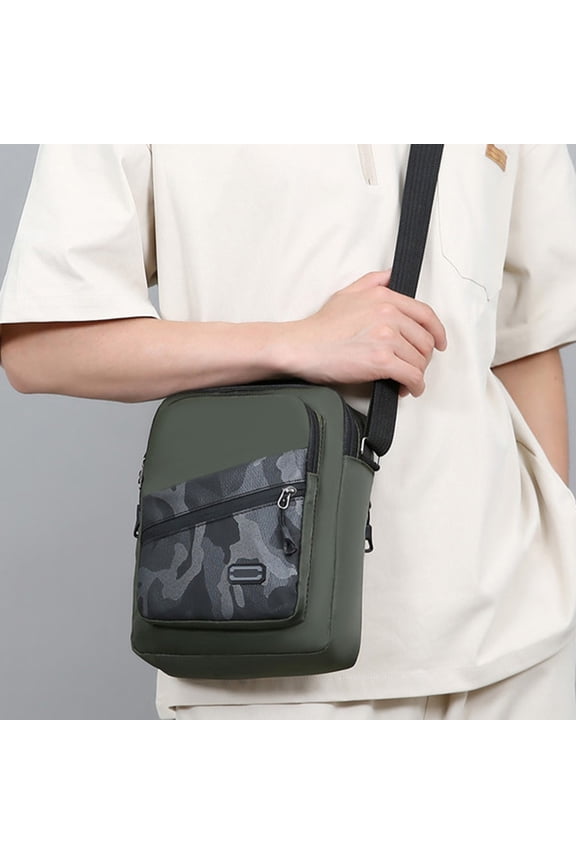 Camouflage Large Capacity Shoulder Bag | Waterproof Multifunction Crossbody Sling | Multi Pocket Travel Messenger | Adjustable Strap | 24x20x7cm | Gray Green Blue | Work Outdoor