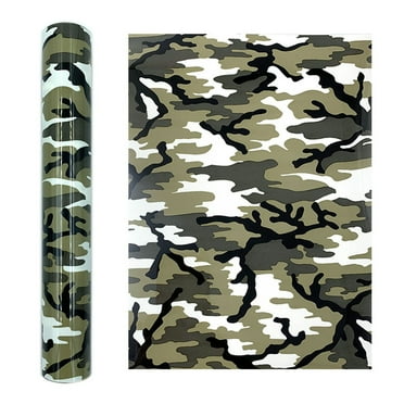 Camouflage Leopard Print Heat Transfer Vinyl for Clothing DIY - Stretchable PU Material - 12x9.84 Inch - Iron On T-Shirts, Hats, Bags - Easy Cut & Cold Peel Design