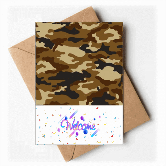 Camouflage Line Art Grain Illustration Pattern Welcome Back Greeting Cards Envelopes Blank