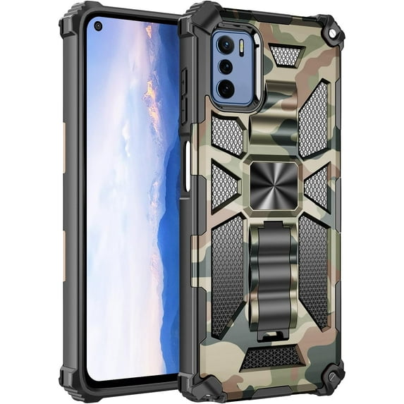 Camouflage Magnetic Kickstand Case for Oppo A55 5G/A16/A54 4G, Military Grade Heavy Duty Shockproof Protection Army Camo Phone Cover Case for Oppo A16/A16s MC Army Green