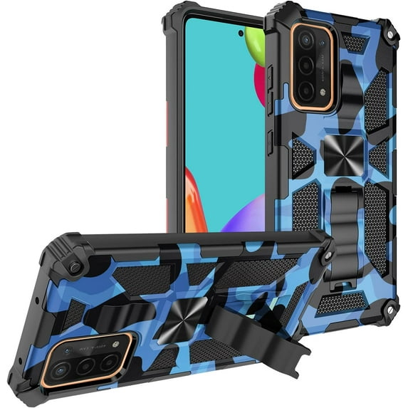 Camouflage Magnetic Kickstand Case for Oppo A74 5G/A93 5G/A55 4G, Military Grade Heavy Duty Shockproof Protection Army Camo Phone Cover Case for Oppo A55 4G/A93 5G MC Dark Blue