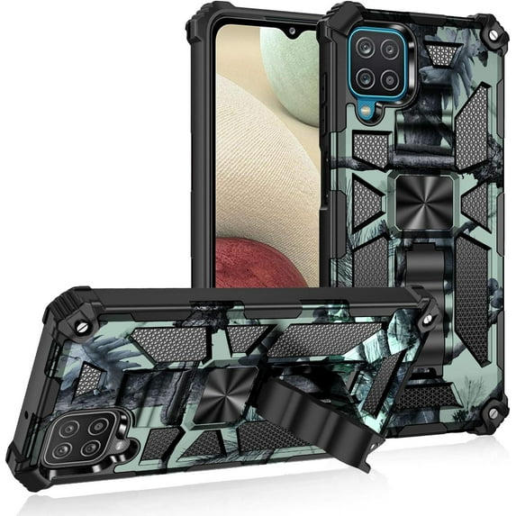 Camouflage Magnetic Kickstand Case for Samsung Galaxy M33, Military Grade Heavy Duty Shockproof Protection Army Camo Phone Cover for Samsung Galaxy M33 MC Mint Green