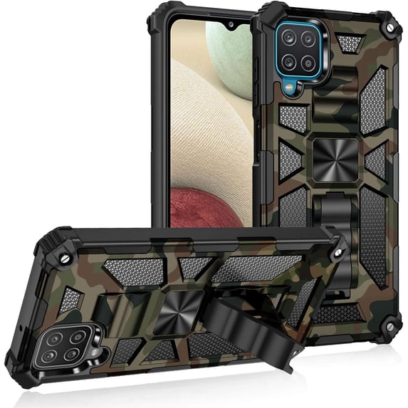 Camouflage Magnetic Kickstand Case for Samsung Galaxy M33, Military Grade Heavy Duty Shockproof Protection Army Camo Phone Cover for Samsung Galaxy M33 MC Army Green