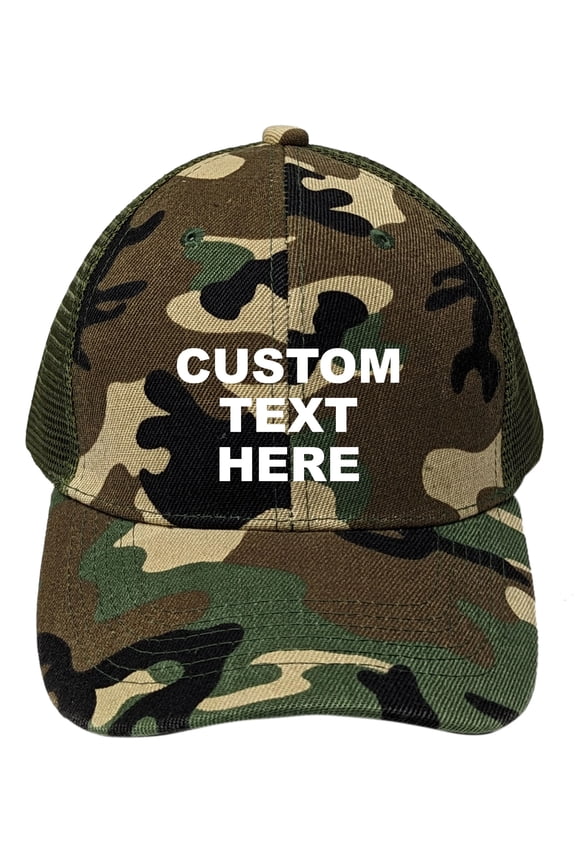 Camouflage Mesh Back Personalized Text Embroidered Unisex Baseball Cap, Adjustable Hat, Custom Text