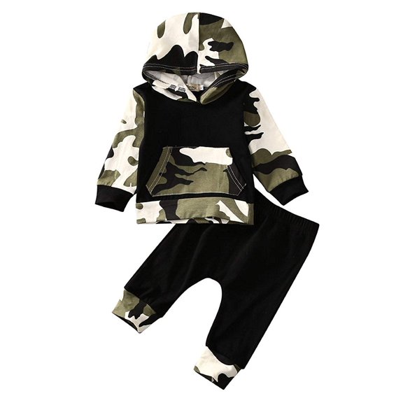 Camouflage Newborn Baby Boys Toddler Hooded Tops +Long Pants 2Pcs Outfits Set Clothes
