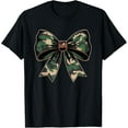 thumbnail image 1 of Camouflage Old Camo Bow Camo Coquette Bow Hunting Women Girl T-ShirtMen and women, Black T-shirt, size: Extra large, 1 of 4