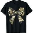 thumbnail image 1 of Camouflage Old Camo Bow Camo Coquette Bow Hunting Women Girl T-ShirtMen and women, Black T-shirt, size: Extra large, 1 of 4