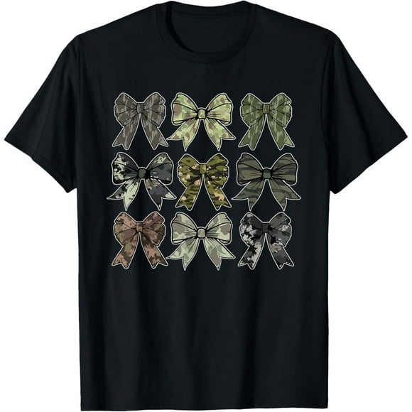 Camouflage Old Camo Bow Camo Coquette Bow Hunting Women Girl T-Shirt