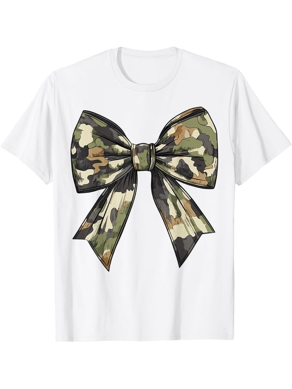 Camouflage Old Camo Bow Camo Coquette Bow Hunting Women Girl T-Shirt