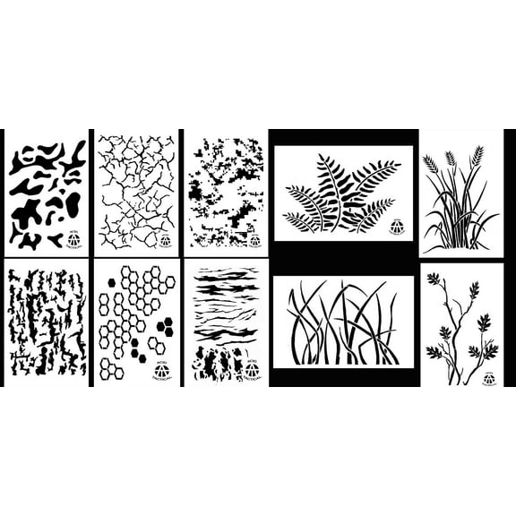 Camouflage Painting Stencils Duck Boat Camo Gun 10 Mil Duracoat 14" (10 Designs)