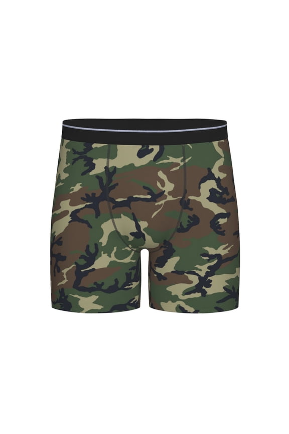 Camouflage Pattern Boxer Briefs Novelty Underwear With Fly Underwear For Men