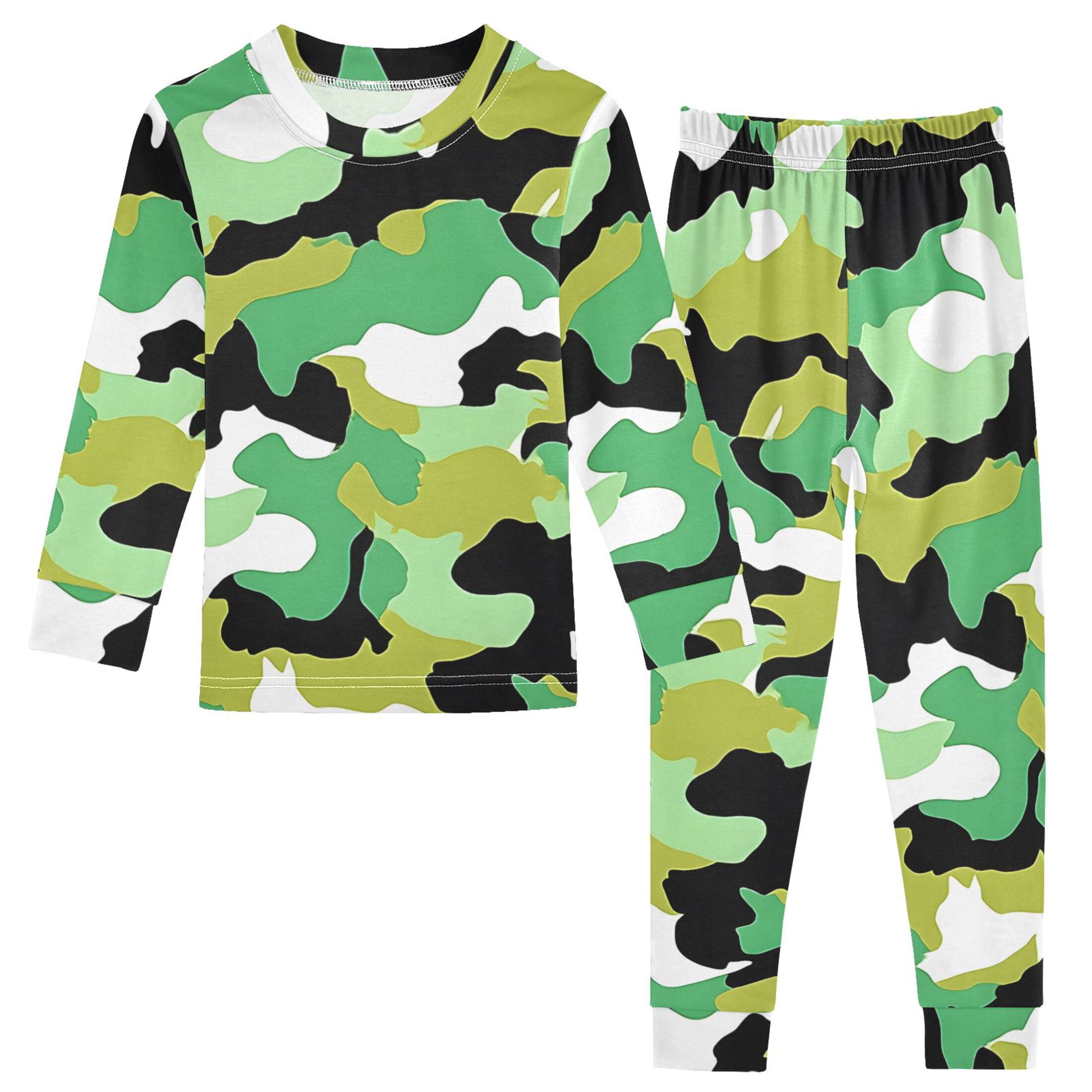Camouflage Pattern Cotton Pajamas 2 Piece Set Sleepwear Soft and ...