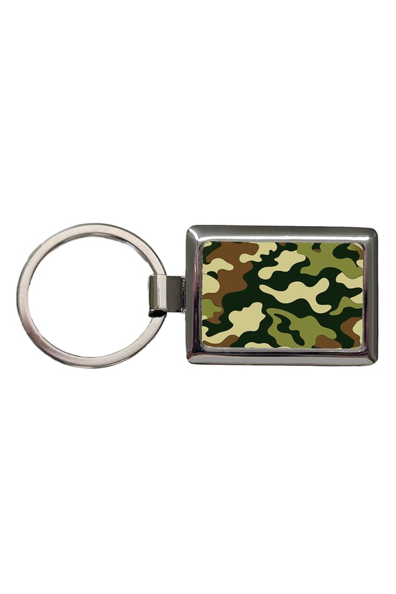 Camouflage Pattern Metal Rectangle Keychain