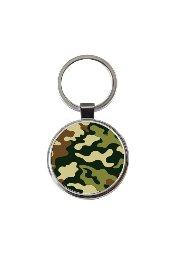 Camouflage Pattern Metal Round Keychain