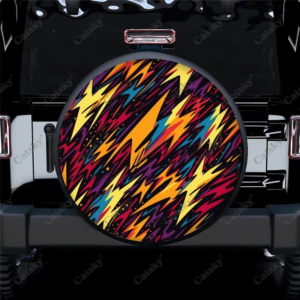 Camouflage Pattern With Lightnings Polyester Universal Spare Wheel Tire