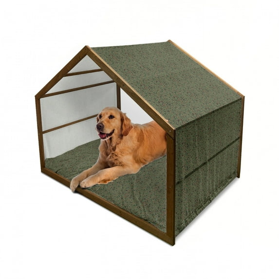 Camouflage Pet House, Green Camo Pattern Abstract Formless Design Blending into the Forest, Outdoor & Indoor Portable Dog Kennel with Pillow and Cover, 5 Sizes, Green Brown Black, by Ambesonne